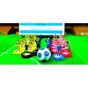 Subbuteo Andrew Table Soccer Olympiacos-AEK Athens Greek Cup Final 2008-2009  4-4 set on WSB Professional bases